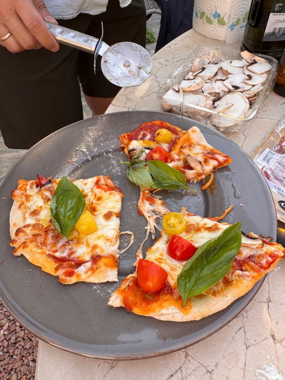 Sliced pizza on a plate